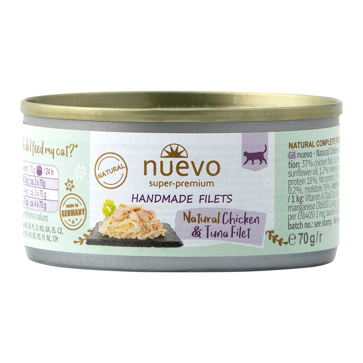 Nuevo Gatos Adultos Handmade Natural Filete Pollo y Atun 70 g