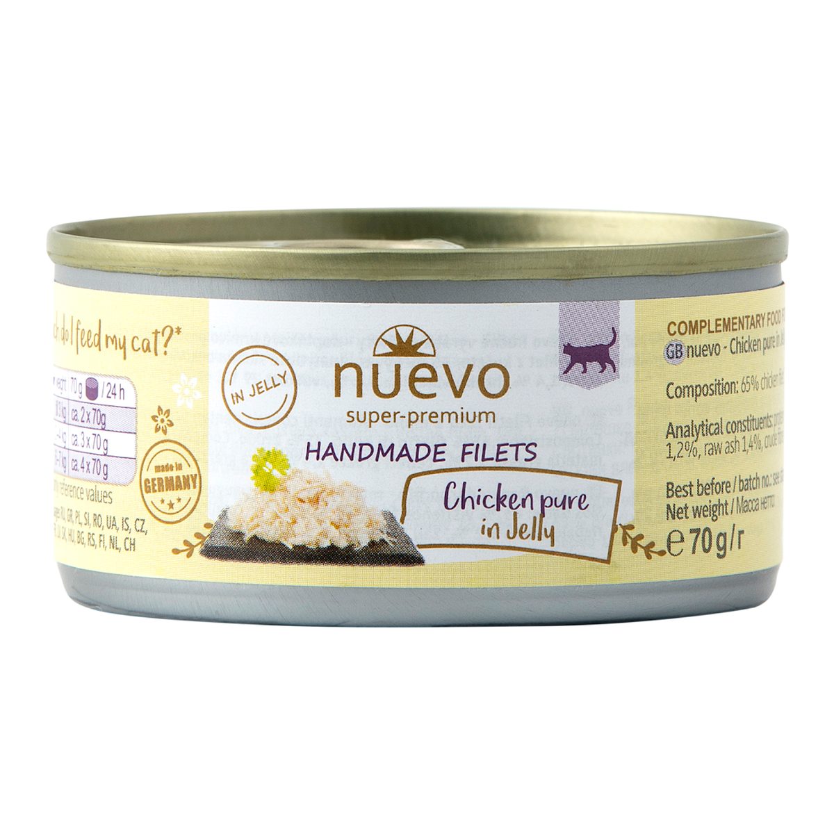 Nuevo Gatos Adultos Handmade Natural Filete de Pollo en Gelatina 70 g