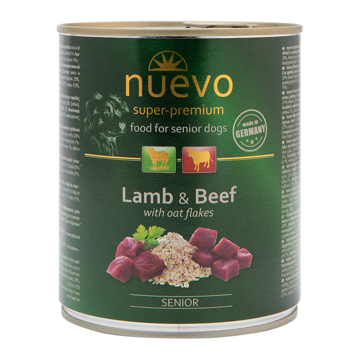 Nuevo Perro Senior Cordero y Carne con Hojuelas de Avena 800 g