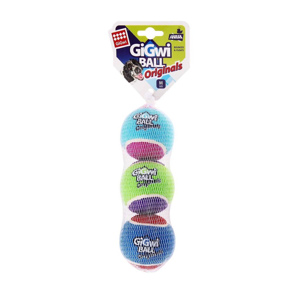 GiGwi M size tennis ball 'GiGwi ball originals' (3pcs with different colour in one pack) D:6.35cm