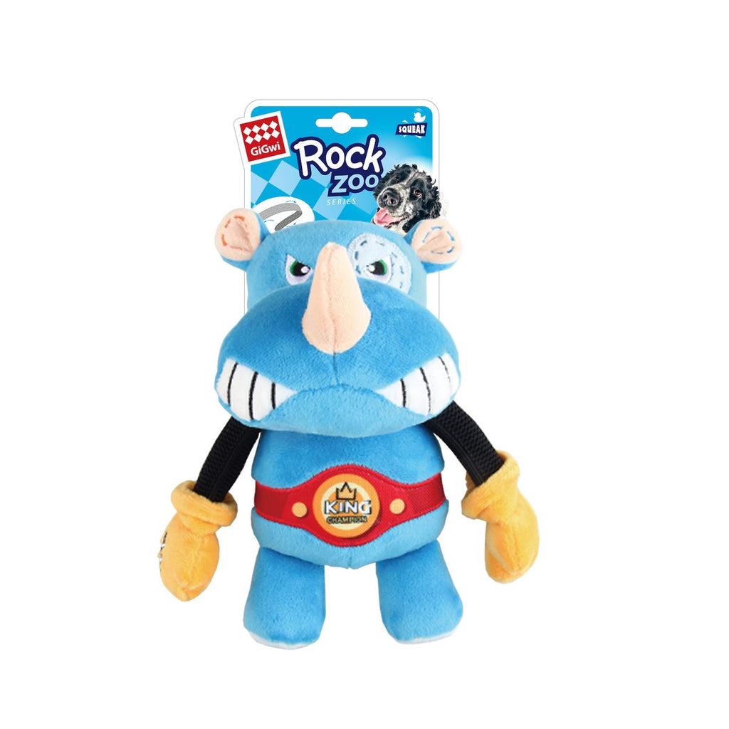 GiGwi Rock Zoo King Boxer Rhino with Squeaker