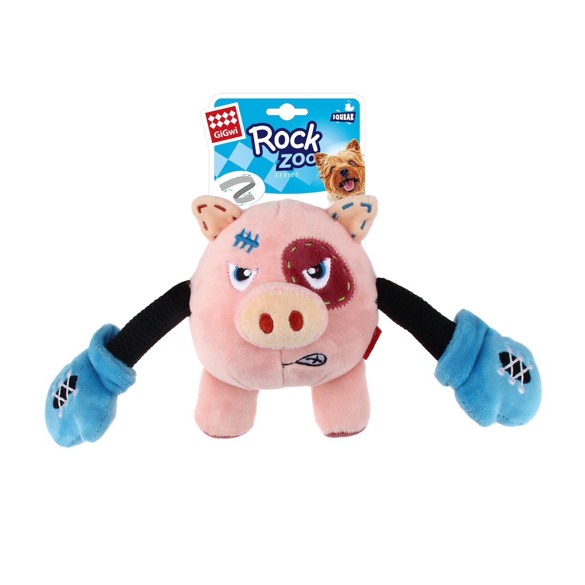 GiGwi Rock Zoo King Boxer Pig with Squeaker
