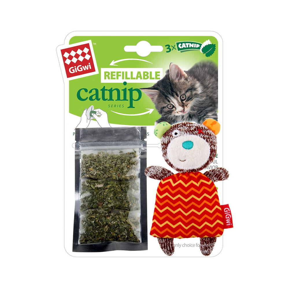 GiGwi REFILLABLE CATNIP BEAR TEA BAGS 3PZ