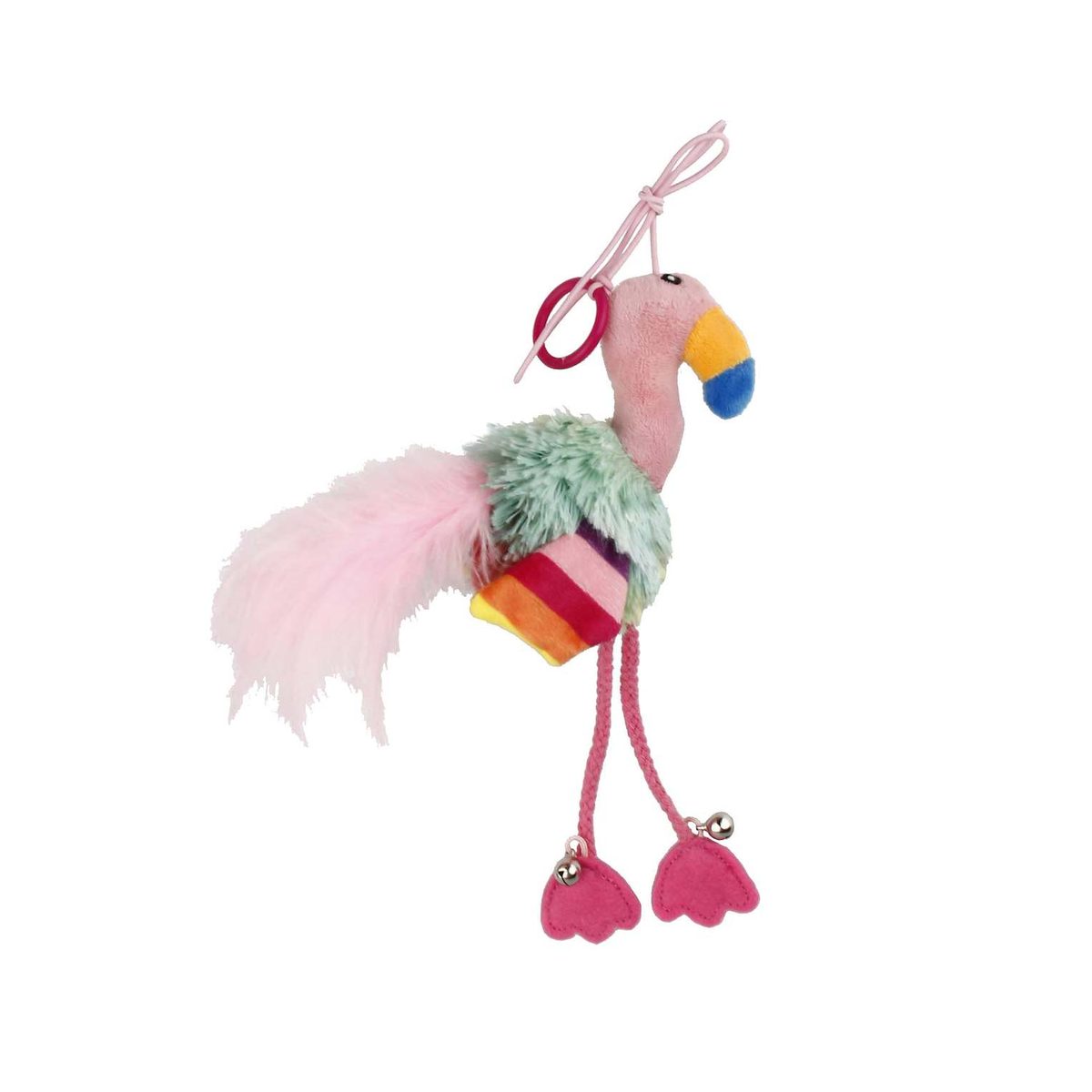 GiGwi Finger ring Bird Pink&Blue con papel arrugado y campana dentro