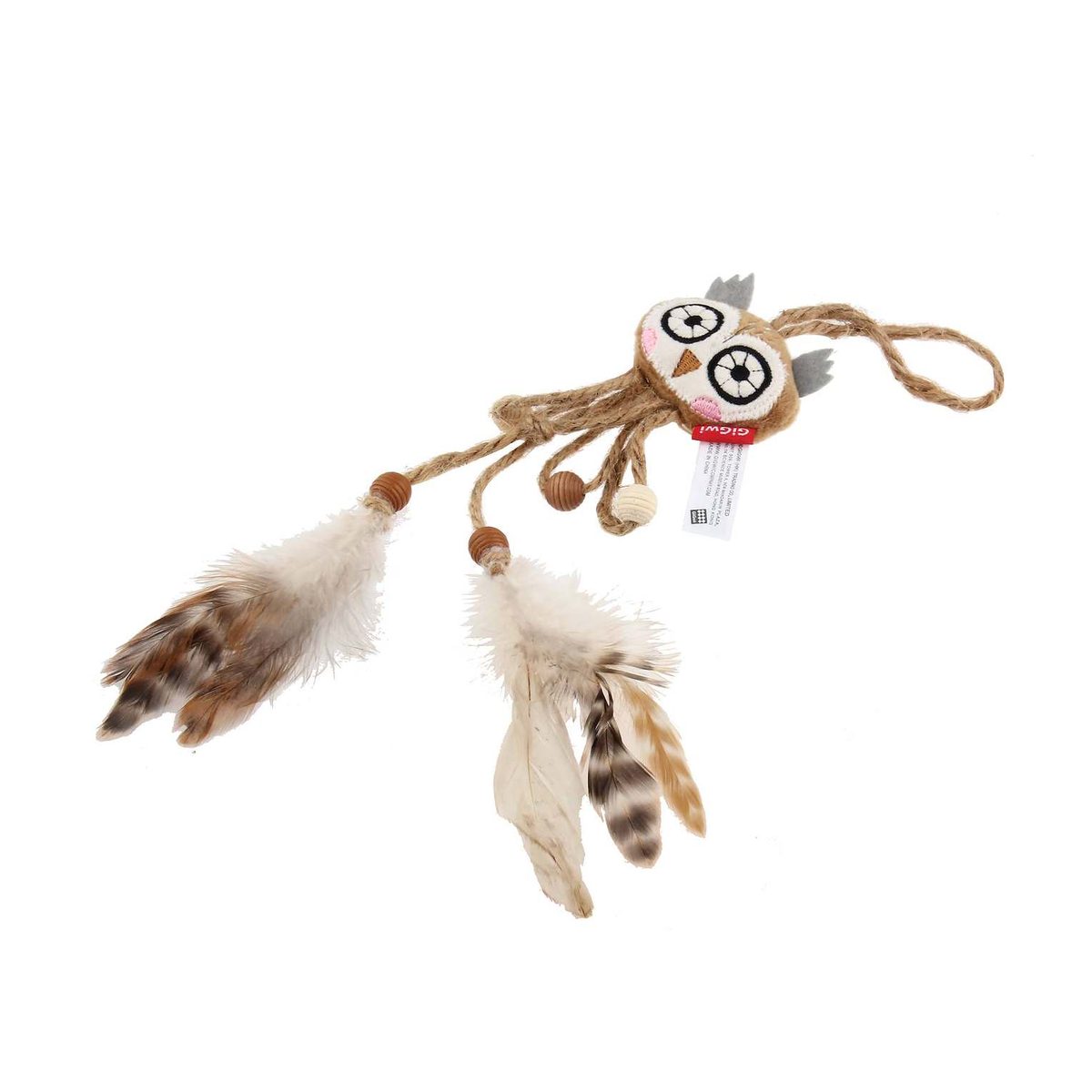 GiGwi Owl Catch & Scratch Eco line with Silvervine, feather, bead