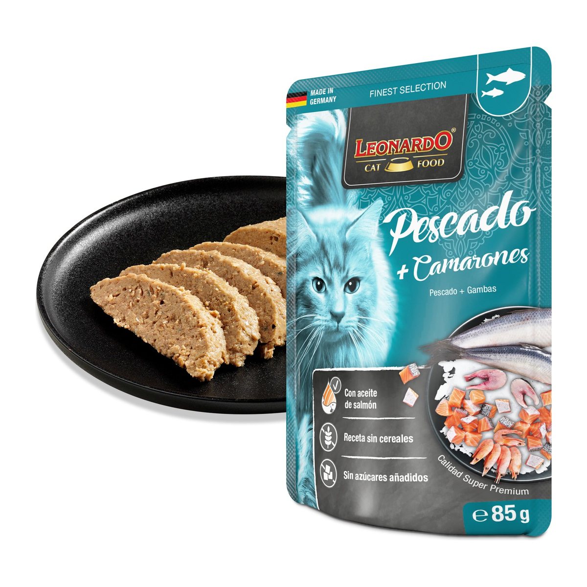 Leonardo Finest Selection Pescado + Camarones 85 gr · detalle