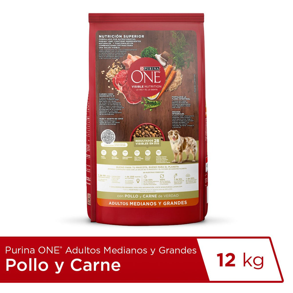 Purina ONE Adulto Med Grande Carne 12kg