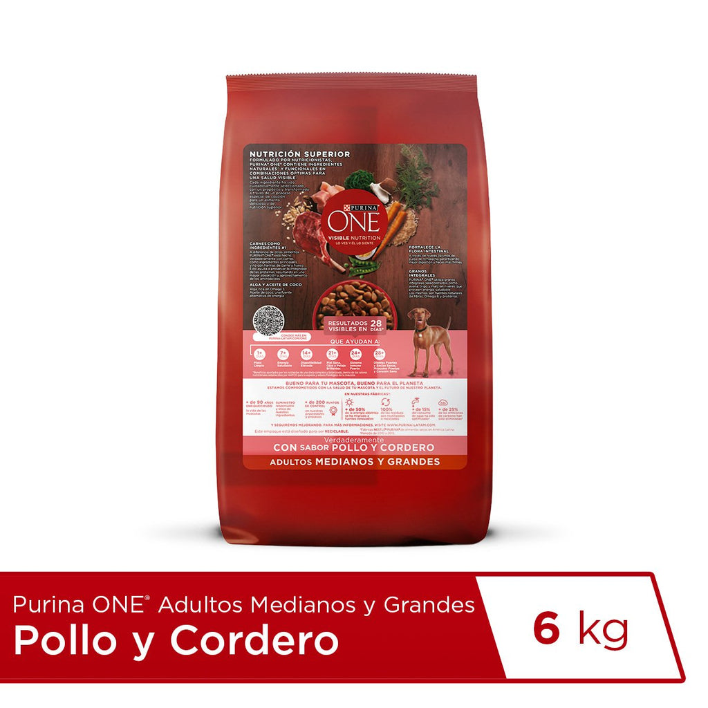 Purina ONE Adulto Med Grande Cordero 6kg