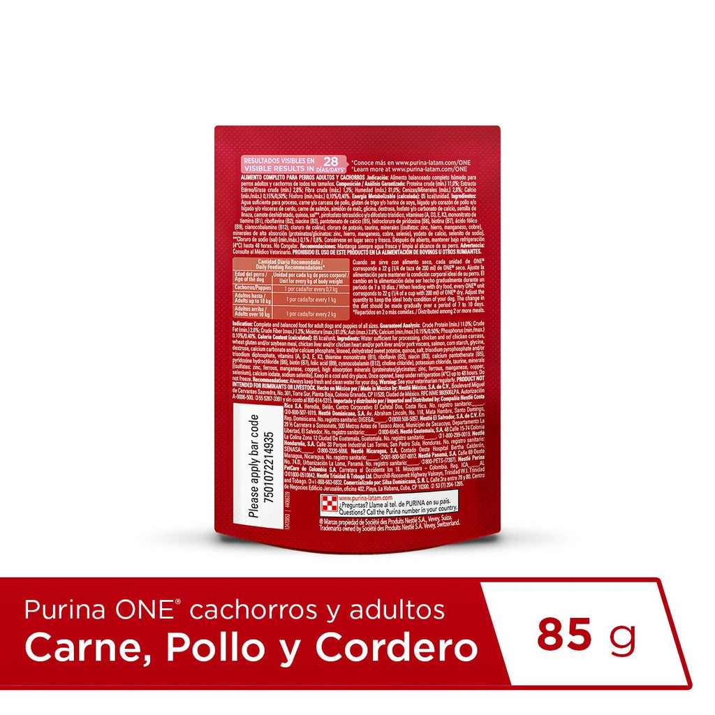 Purina ONE Perros Multi Protn AdtYCchr 15x85gXI