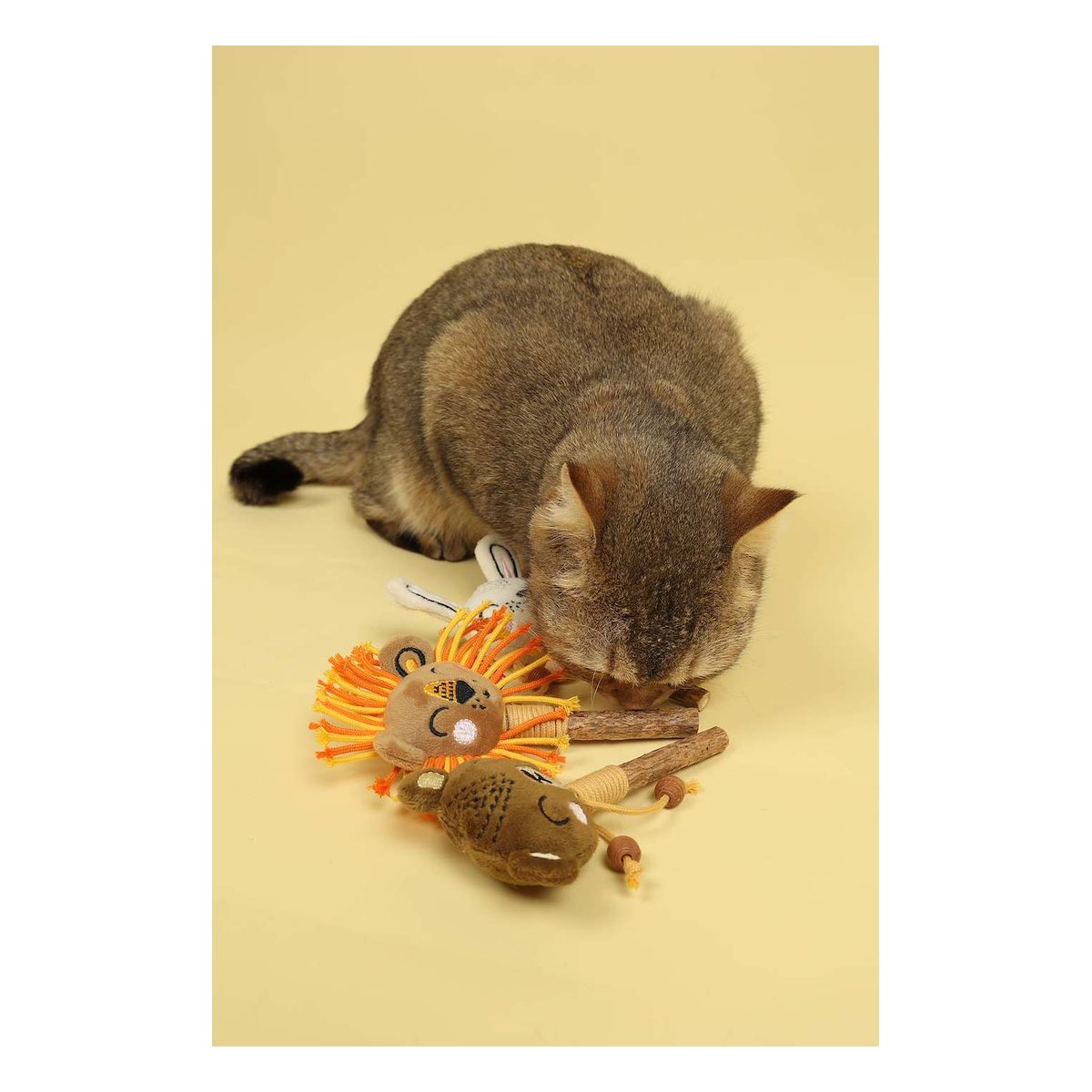 GiGwi Lion Catch & Scratch Eco line with Silvervine Leaves and stick