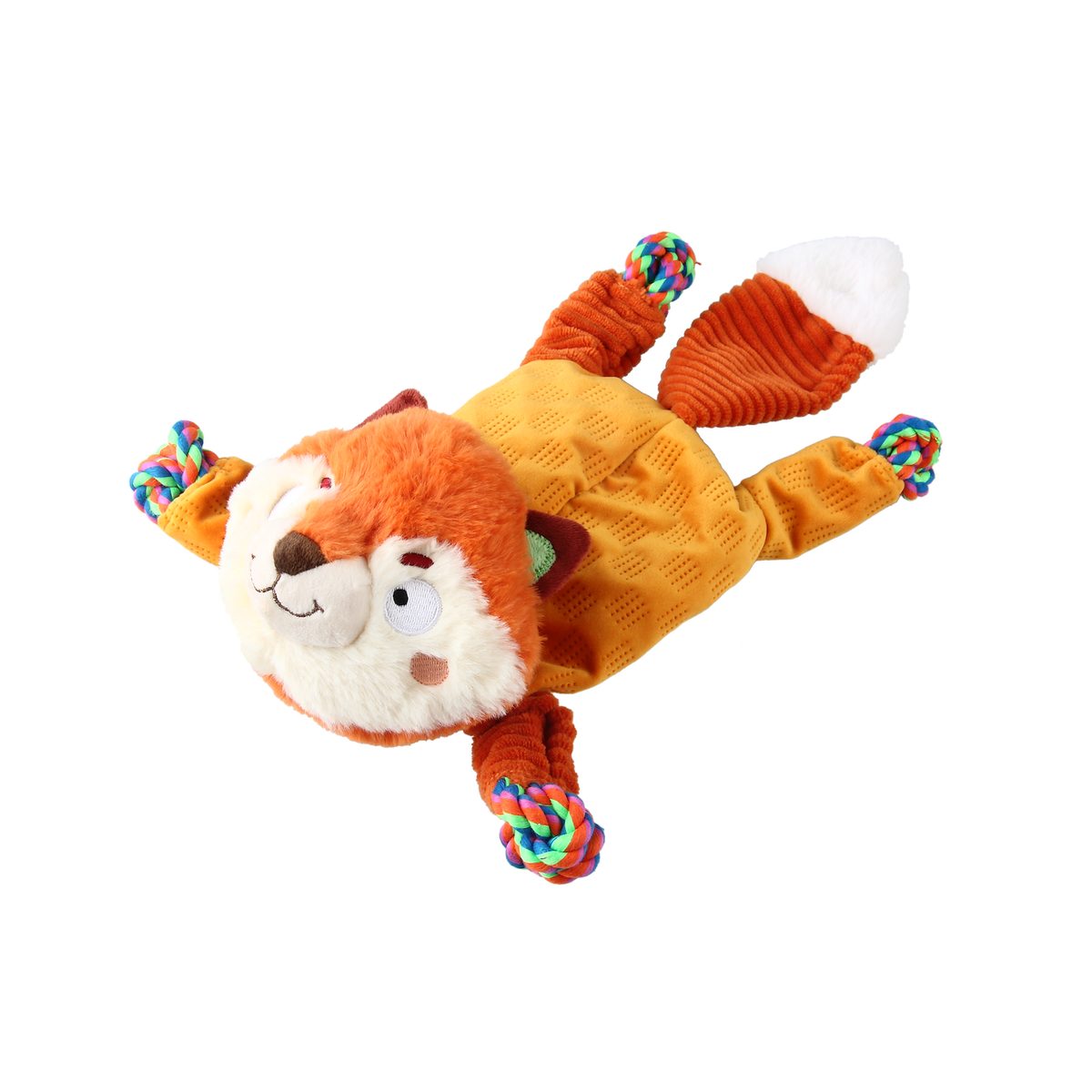 GiGwi Plush Friendz Fox with Rope & Squeaker