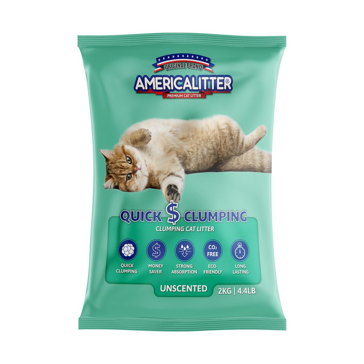 America Litter Arena Quick Clumping sin aroma 2 kg
