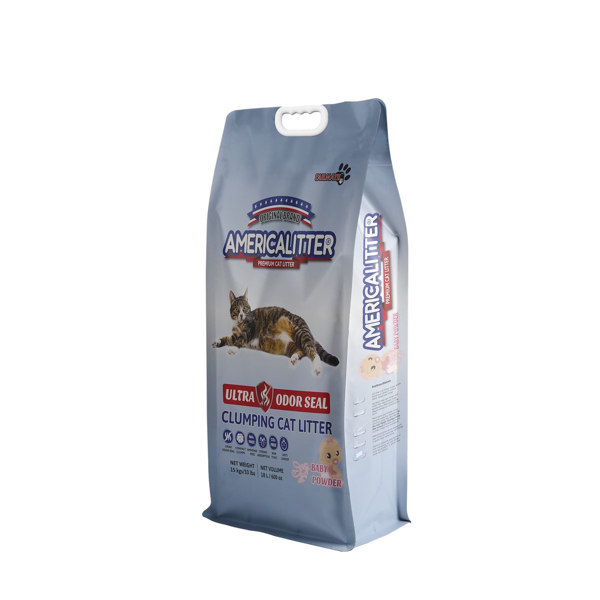 America Litter 15 Kg Ultra Odor Seal Talco de bebé