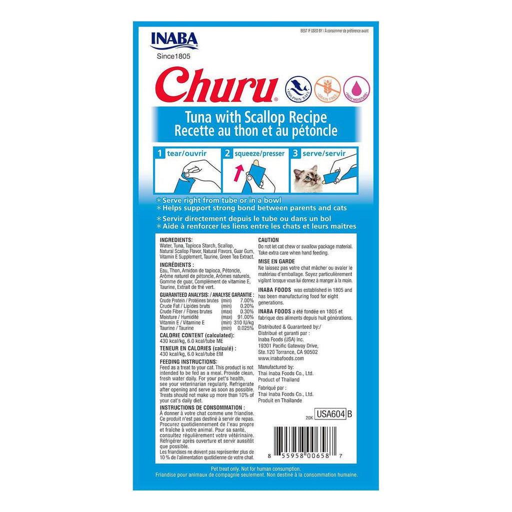 Inaba Churu Atún con Ostiones (paquete conteniendo 4 tubitos)