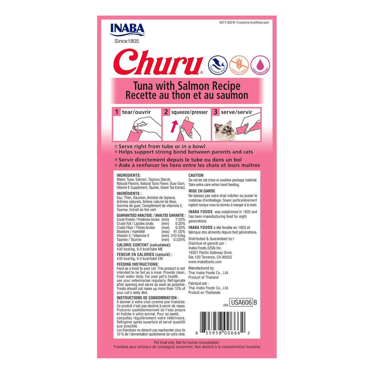 Inaba Churu Atún con Salmón (paquete conteniendo 4 tubitos)