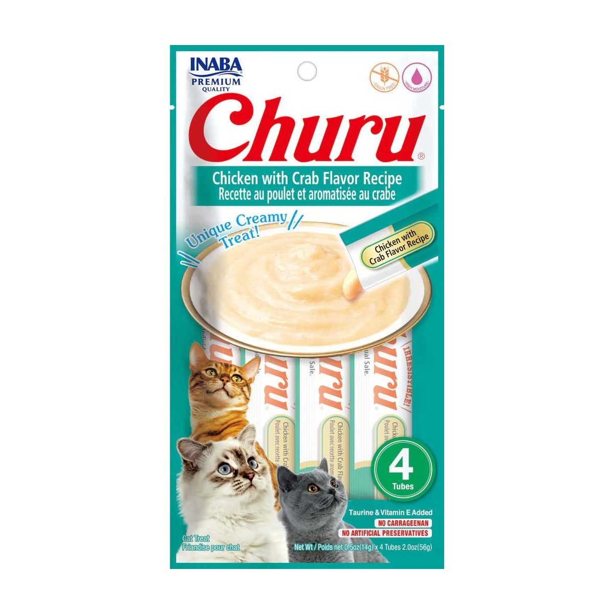 Inaba Churu Pollo con Cangrejo (paquete conteniendo 4 tubitos)