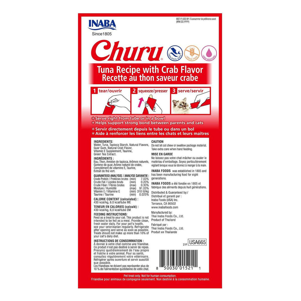 Inaba Churu atún con cangrejo (paquete conteniendo 4 tubitos)