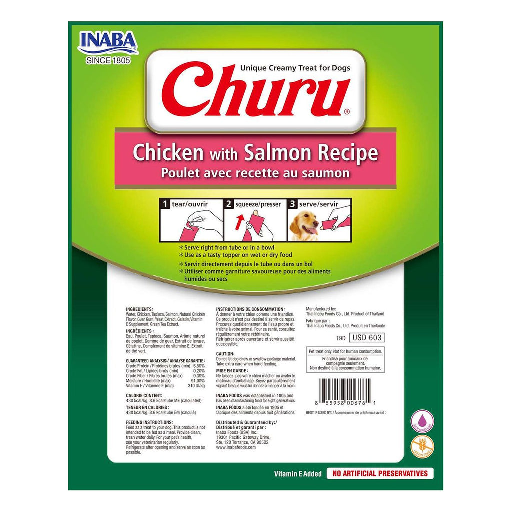 Inaba NUEVOS CHURU DOG CHICKEN/SALMON 20GR/8 TUBES
