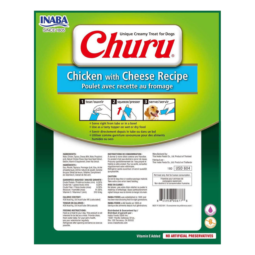 Inaba NUEVOS CHURU DOG CHICKEN/CHEESE 20GR/8 TUBES
