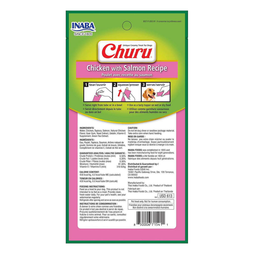 Inaba NUEVOS CHURU DOG CHICKEN/SALMON 14GR/4 TUBES