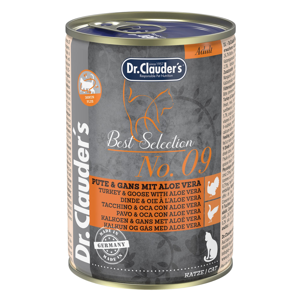 Dr. Clauder's Best Selection Gato No 9 Adulto Pavo & Ganso con Aloe 400 g