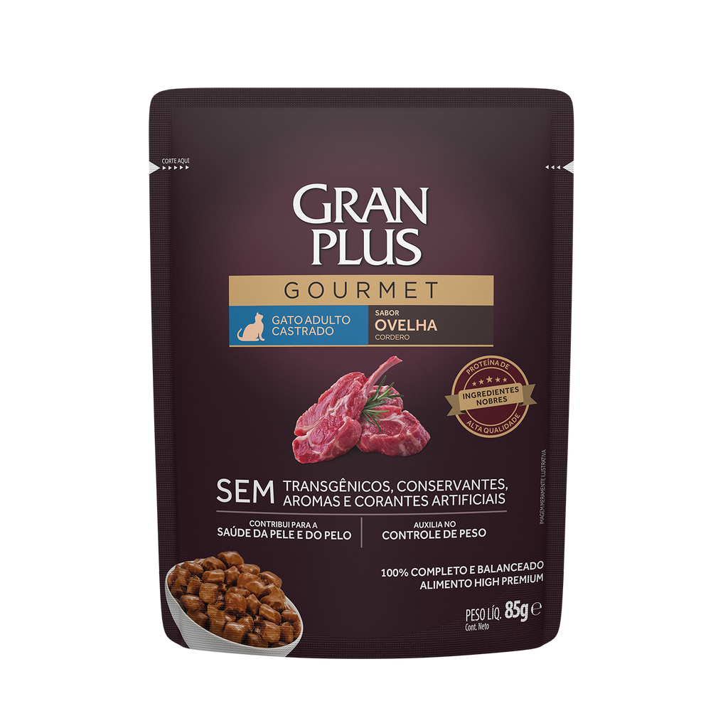 Gran Plus Sobre Gourmet Gato Adulto Esterilizados Oveja 85 g