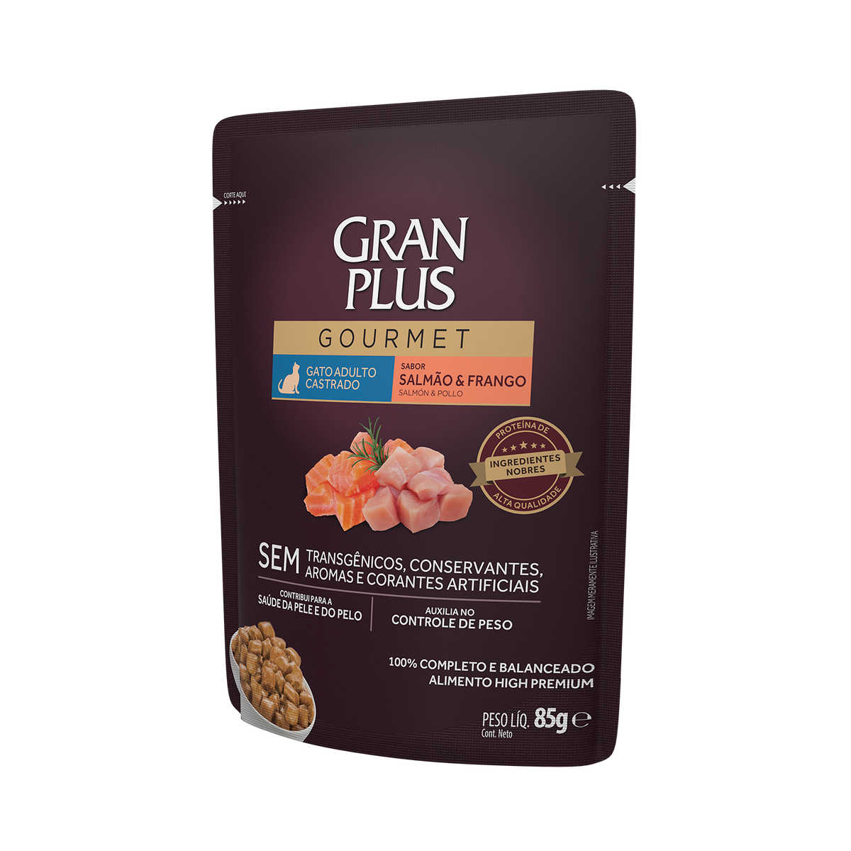 Gran Plus Sobre Gourmet Gato Adulto Esterilizados Salmón y Pollo 85 g