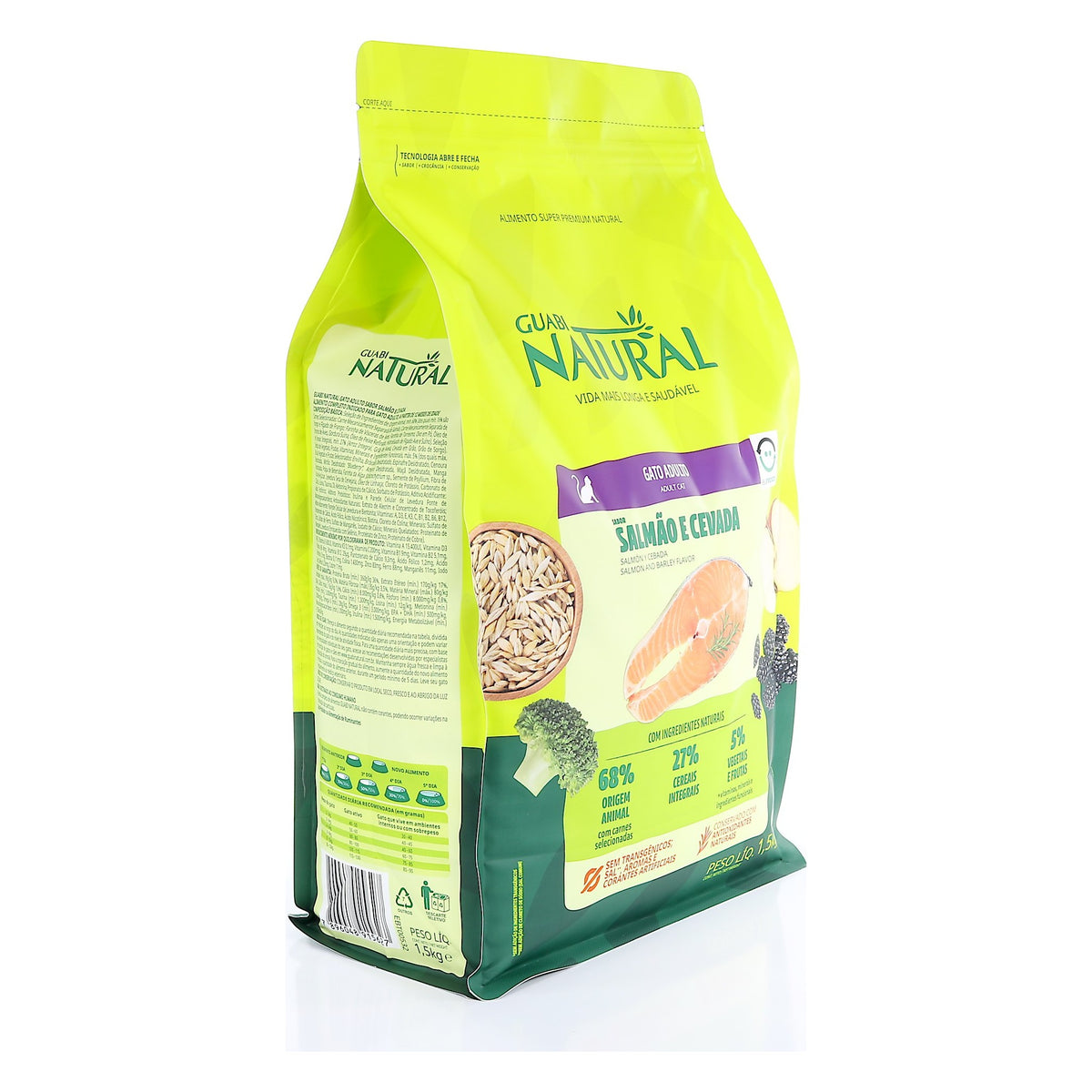 Guabi Natural Gato Adulto Salmón e Cebada 1.5 KG