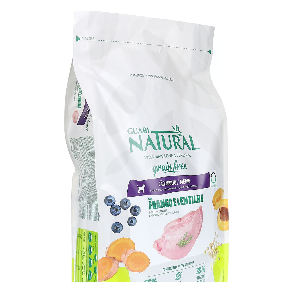 Guabi Natural Grain Free Perro Adulto Medianos Pollo e Lentilha Sc 12 KG