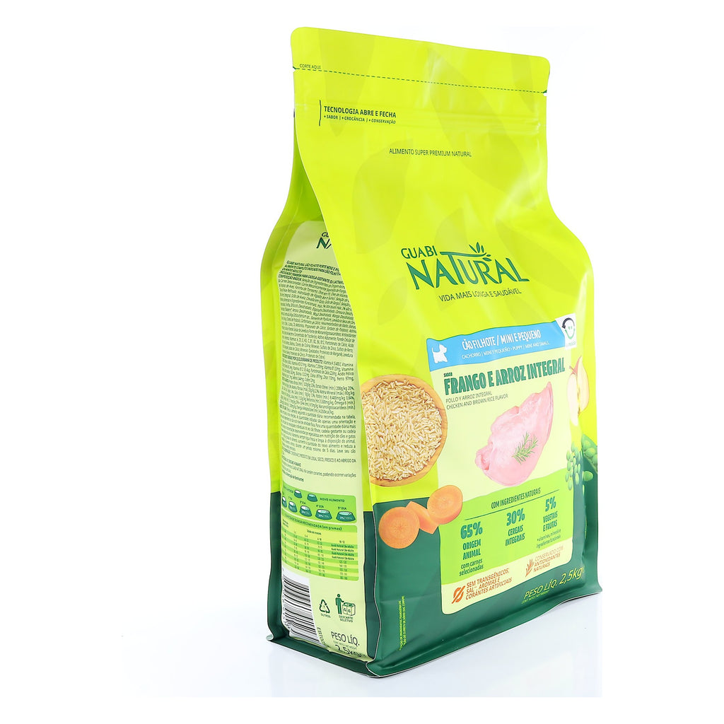 Guabi Natural Perro Cachorros Razas Pequeñas Pollo e Arroz Integral 2.5 KG