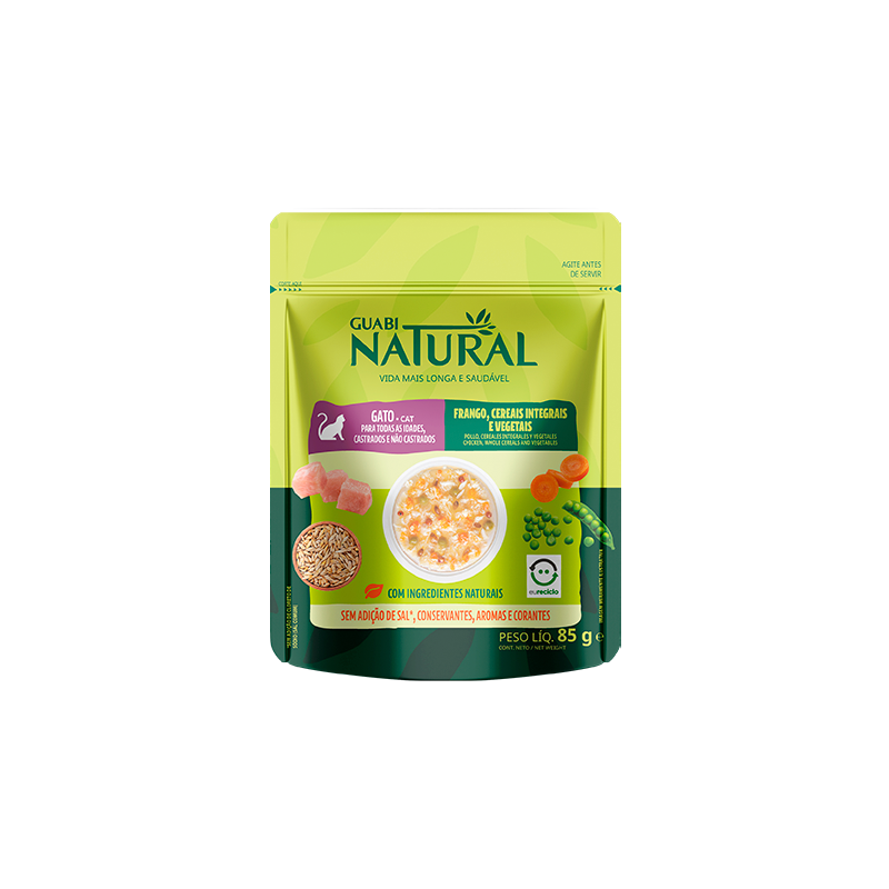 Guabi Natural Sachet Gato Pollo, Cereales Integrales e Vegetales 85 g