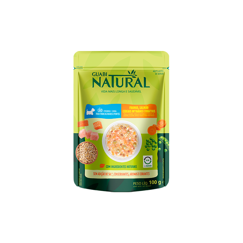 Guabi Natural Sachet Perro Pollo, Salmón, Cereales Integrales e Vegetales 100 g
