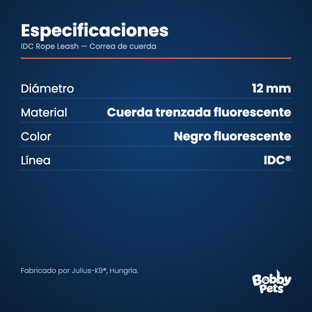 Especificaciones — Julius-K9 IDC Rope Leash — Correa de cuerda