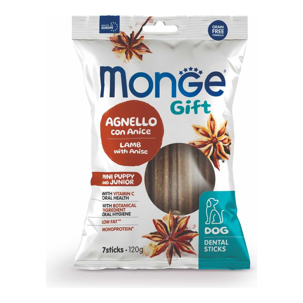 Monge Gift Dental Sticks Mini Puppy Dog (Cordero+Anis) 120 g