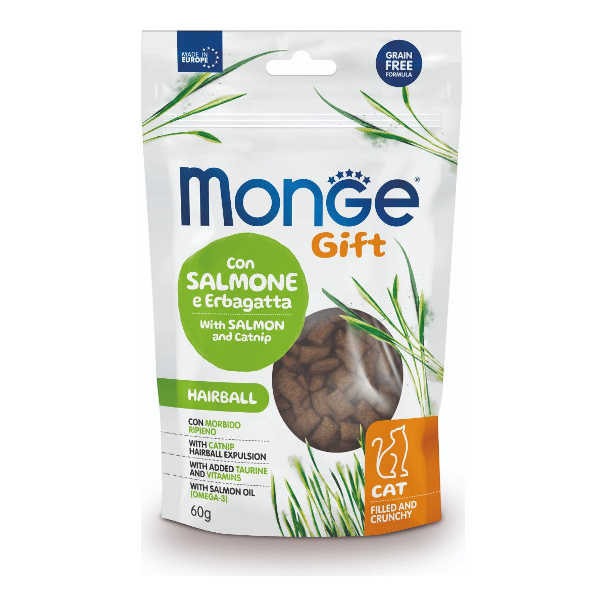 Monge Gift Filled And Crunchy Hairball Cat (Salmon+Catnip) 60 g