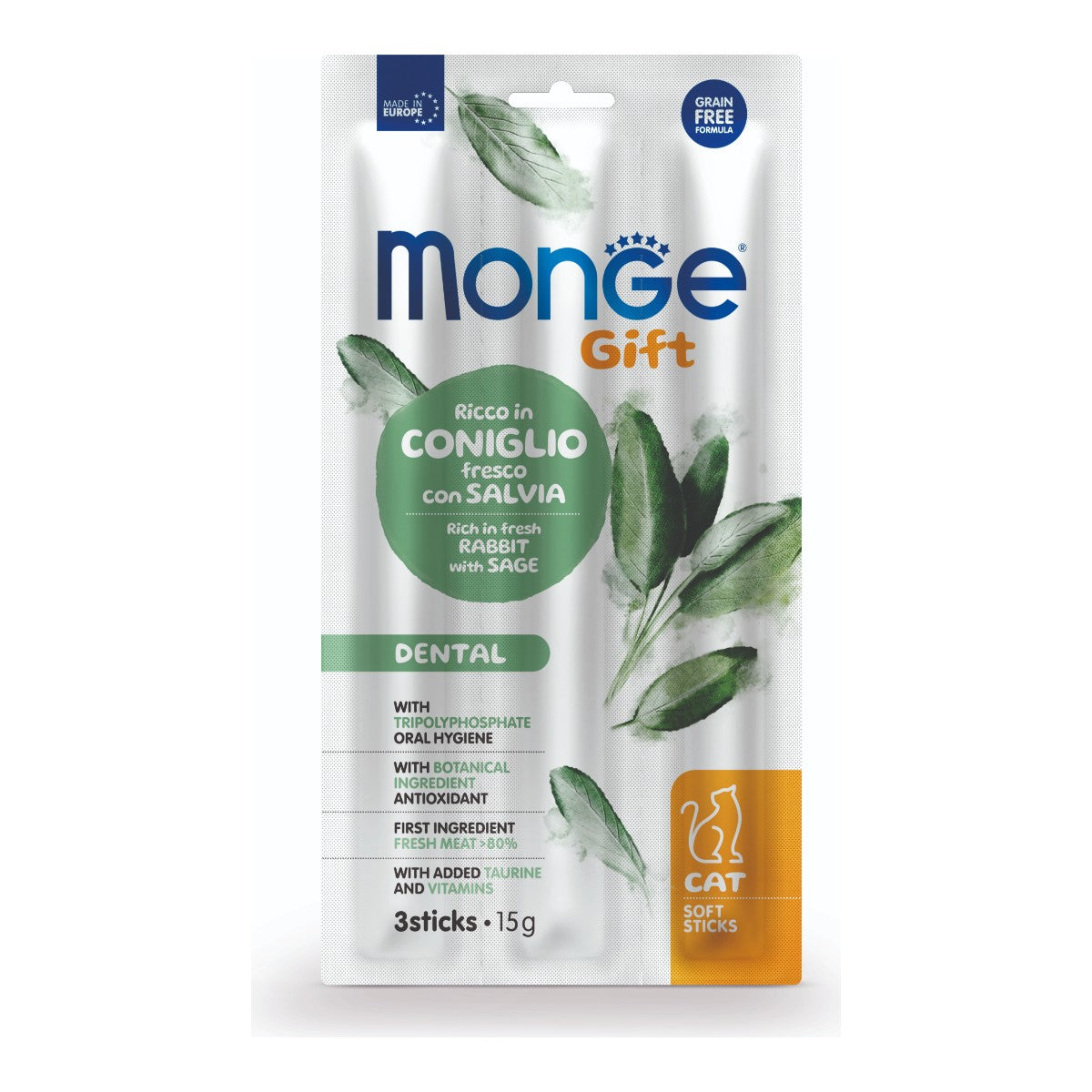 Monge Gift Soft Sticks Dental Cat (Conejo+Salvia) 15 g