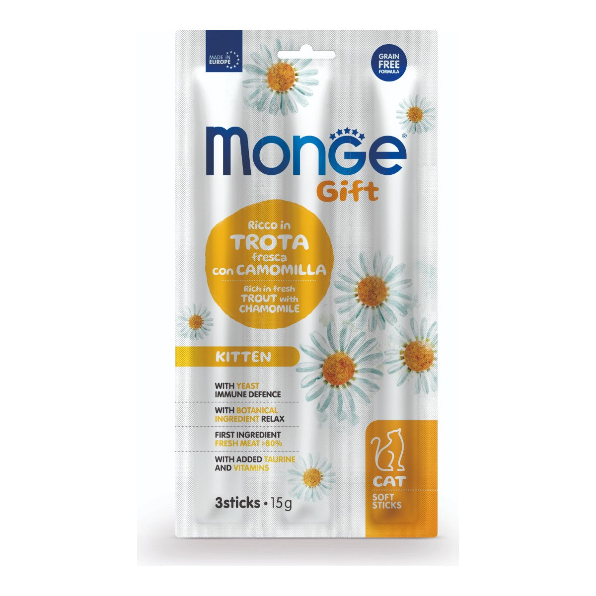 Monge Gift Soft Sticks Kitten Cat (Trucha+Manzanilla) 15 g