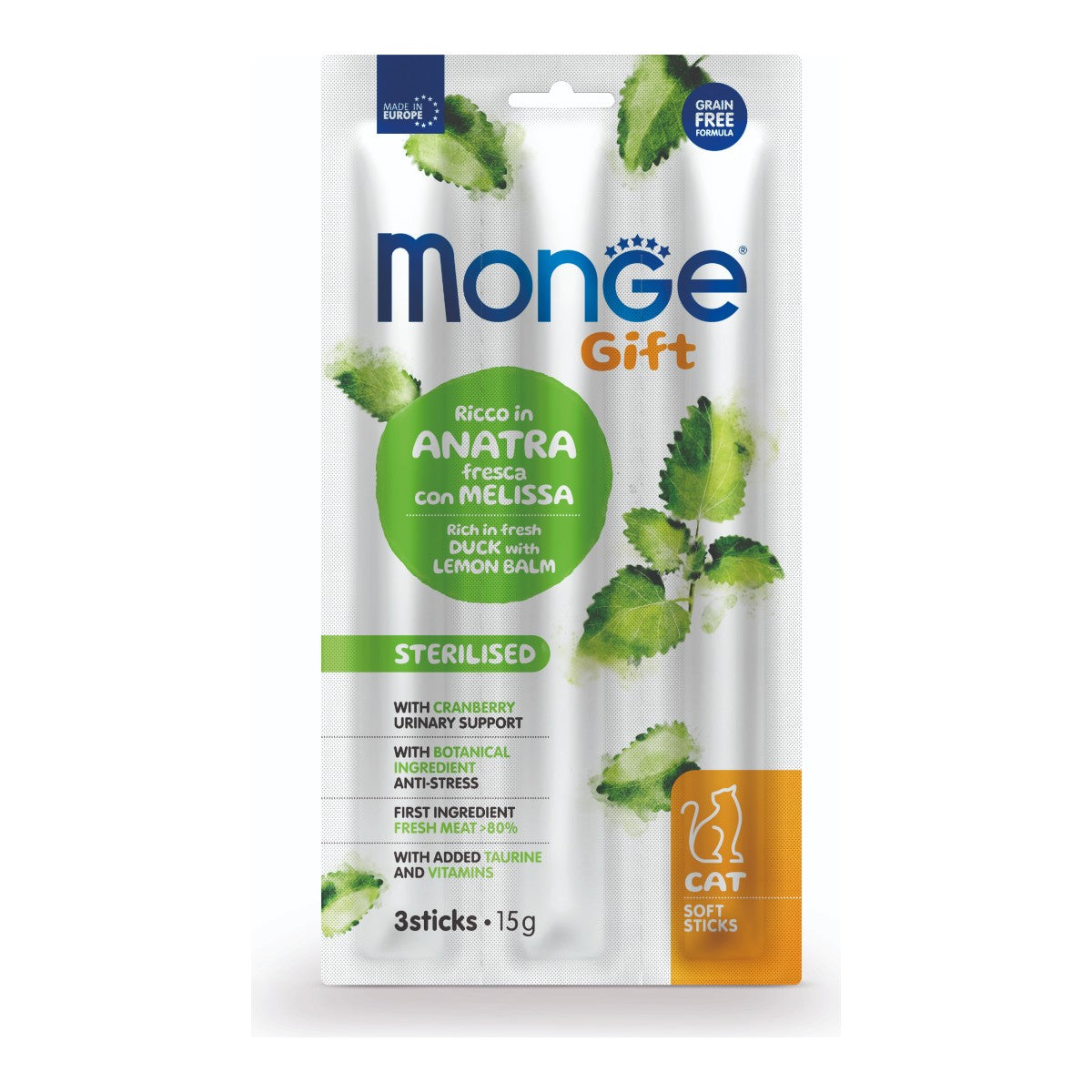 Monge Gift Soft Sticks Sterilised Cat (Pato+Toronjil) 15 g