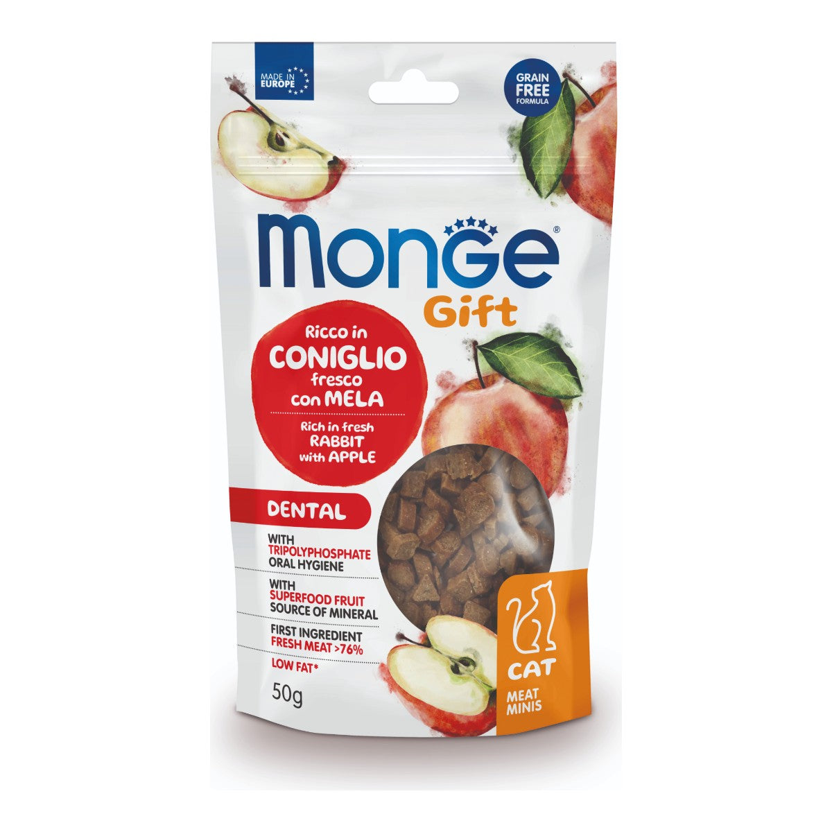Monge Gift Meat Minis Dental Cat (Conejo+Manzana) 50 g