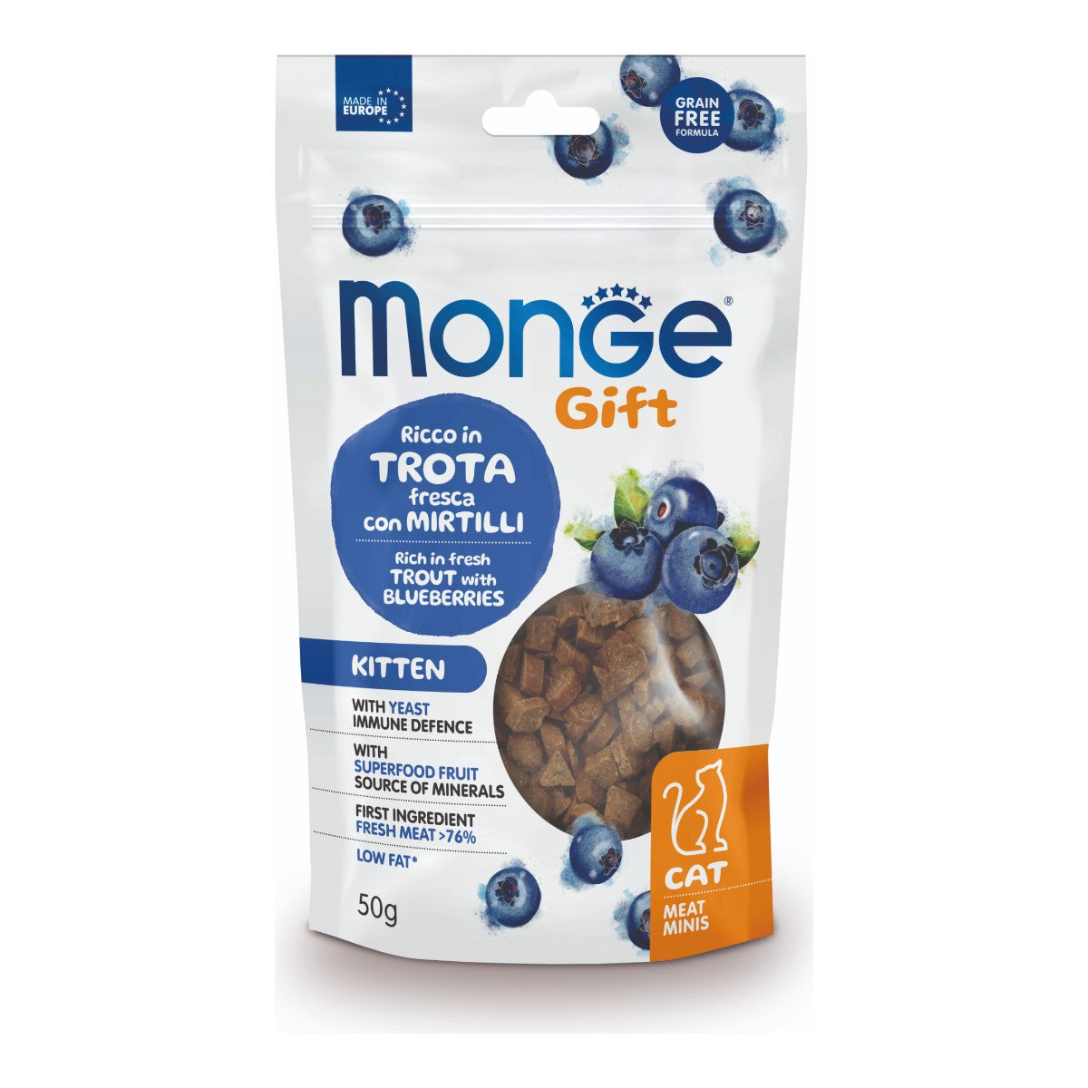 Monge Gift Meat Minis Kitten Cat (Trucha+Arandanos) 50 g