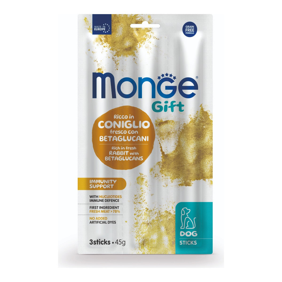 Monge Gift Sticks Immunity Support Dog (Conejo+Betaglucanos) 45 g