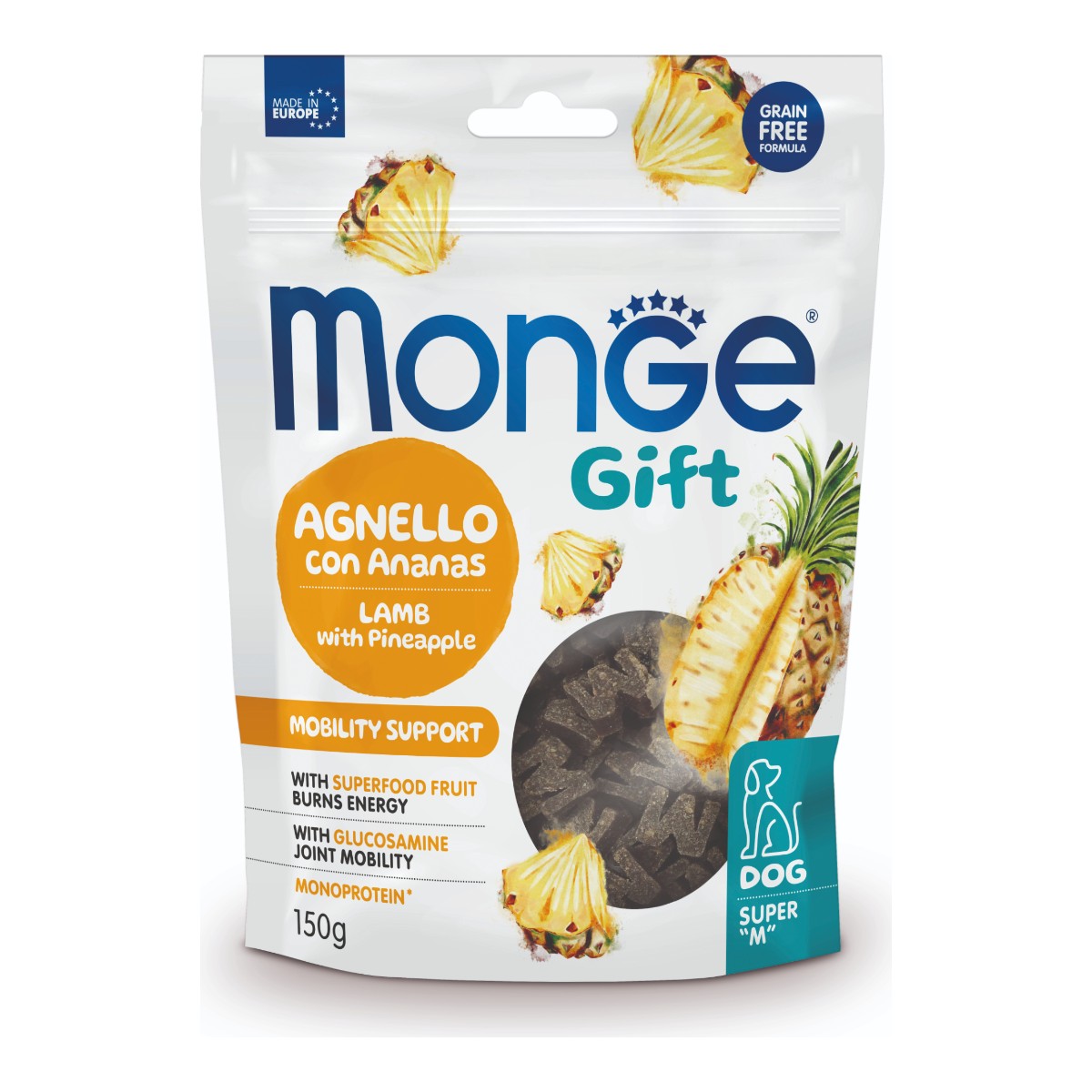 Monge Gift Super "M" Mobility Support Dog (Cordero+Piña) 150 g
