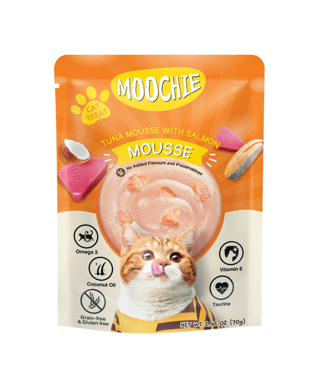 Moochie Cat Mousse Atún con Salmón Pouch 70 g