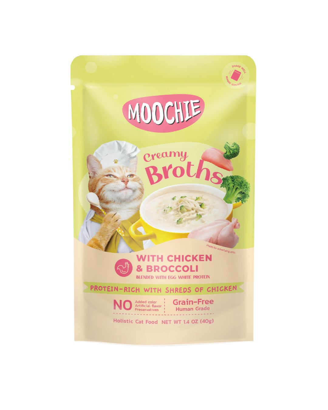 Moochie Caldo Cremoso para Gato Pollo y Brócoli 40 g
