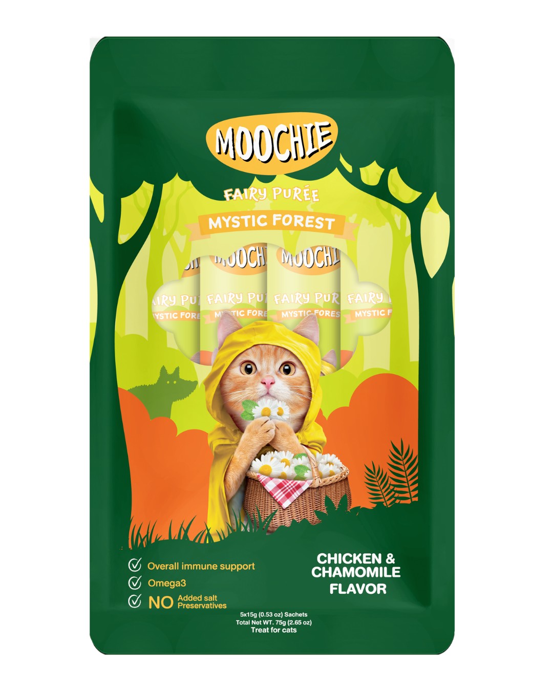 Moochie Cat Lickable Pollo y Manzanilla 5 x 15 g