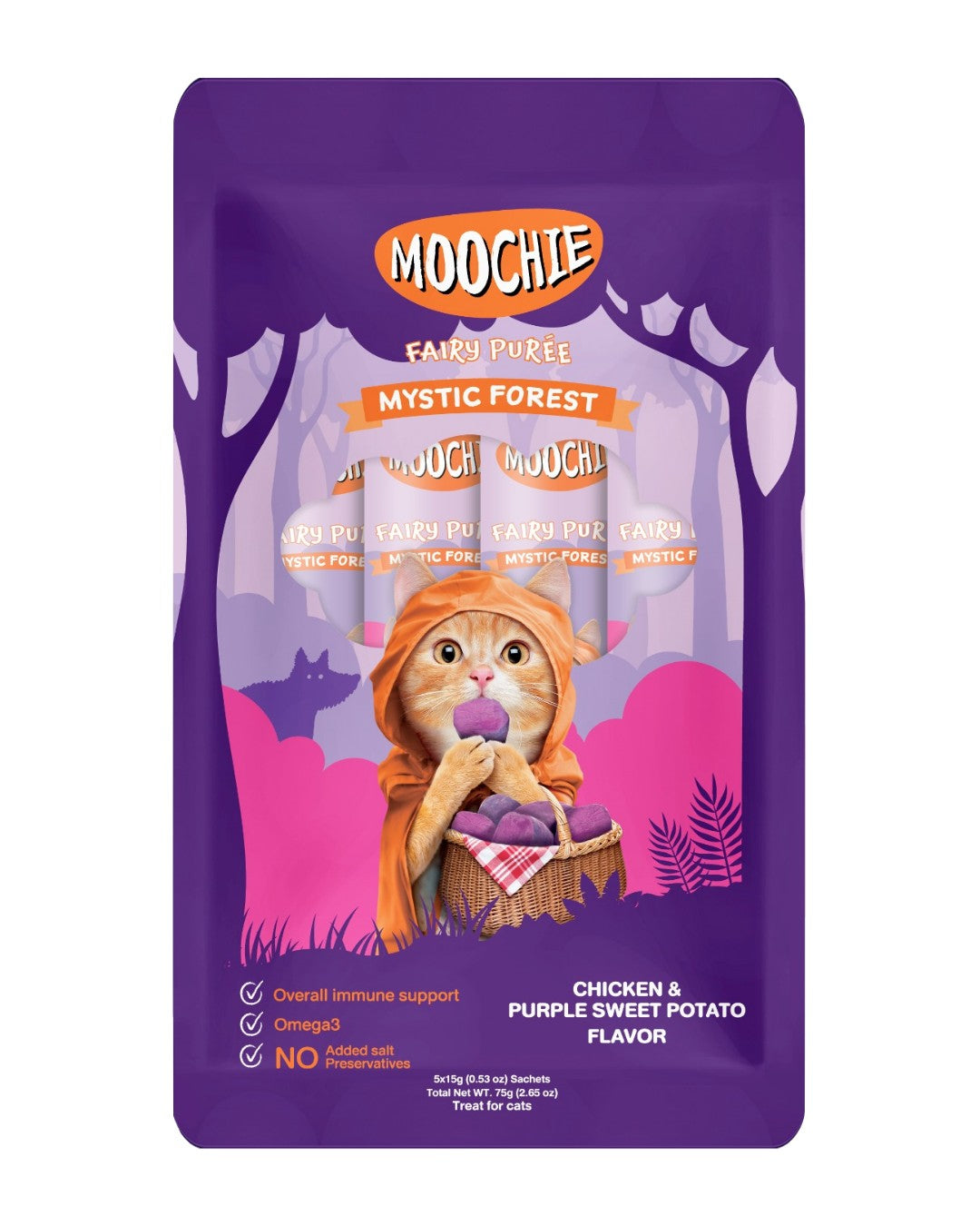 Moochie Cat Lickable Pollo y Camote 5 x 15 g