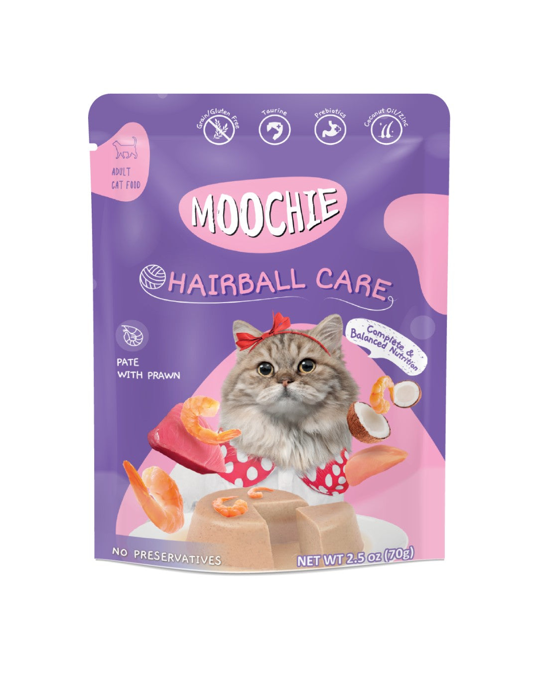 Moochie Cat Benefits Hairball Care Langostinos Pouch 70 g