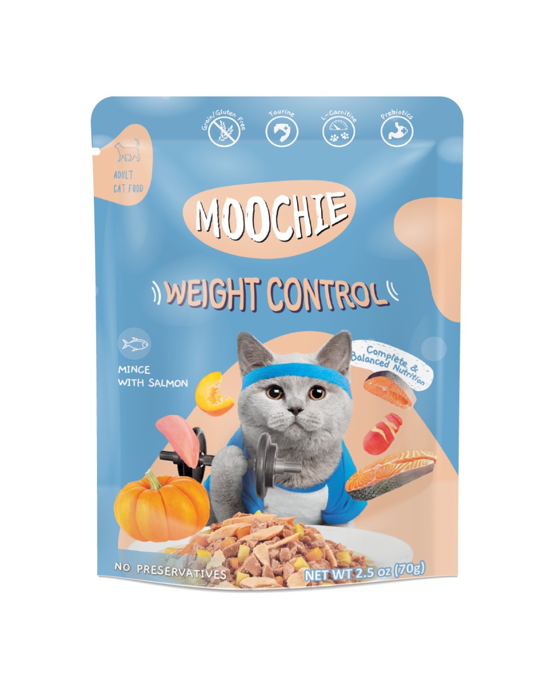 Moochie Cat Benefits Weight Control Salmón Pouch 70 g