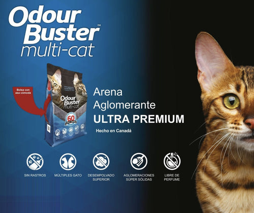 Odour Buster Multi-Cat — arena aglomerante ultra premium hecha en Canadá
