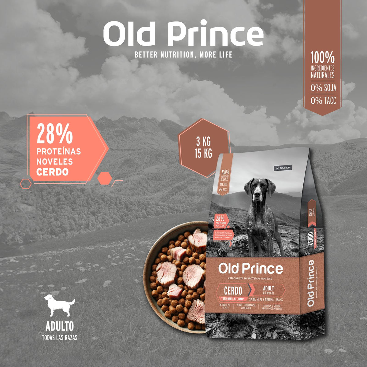 Old Prince Novel Cerdo & Legumbres Adultos 15 KG